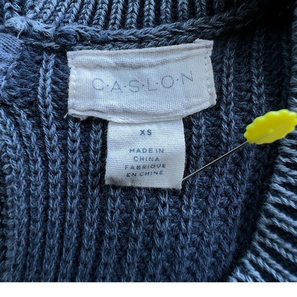 CASLON | NWOT BLUE COTTON RIBBED TIE-BACK TUNIC SWEATER | EXTRA SMALL - Picture 10 of 11